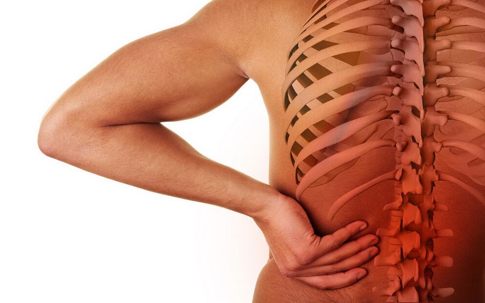 dor nas costas devido à osteocondrose